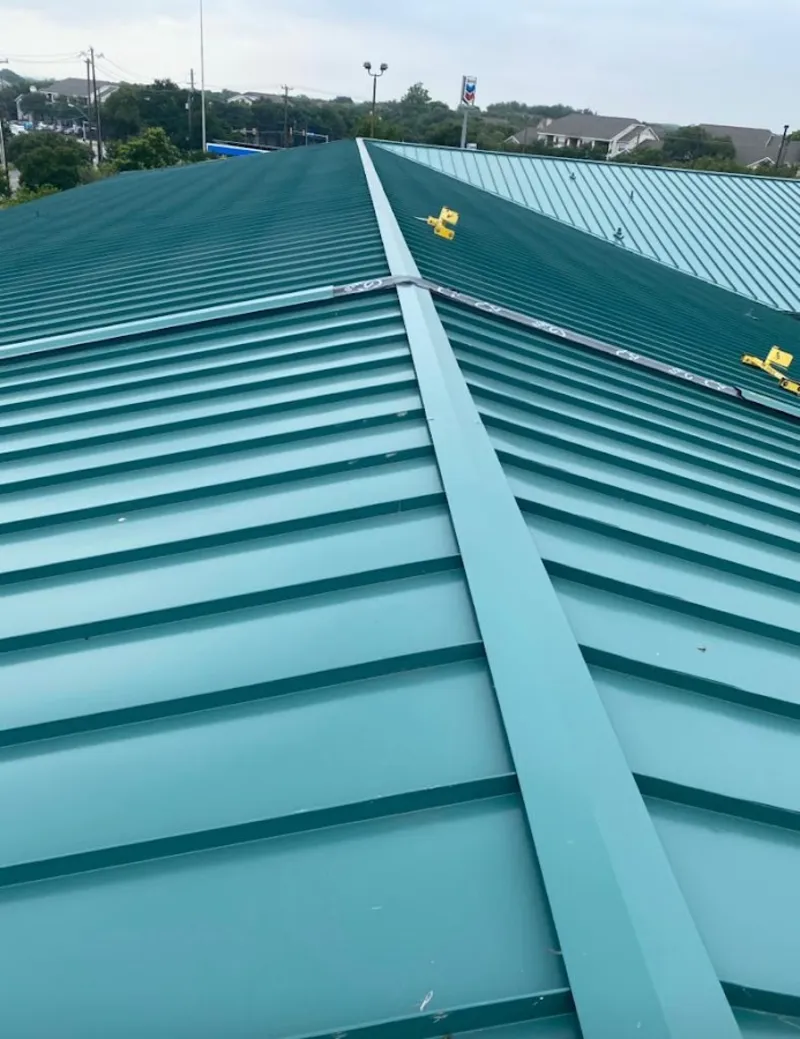 Green commercial metal roof ridge and valley for Metal Roof Repair in Flossmoor